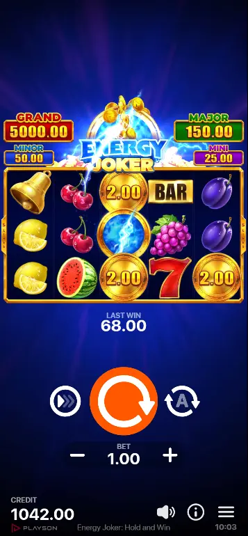 Hold and Win mid-feature with locked coins showing values and re-spin counter at 2